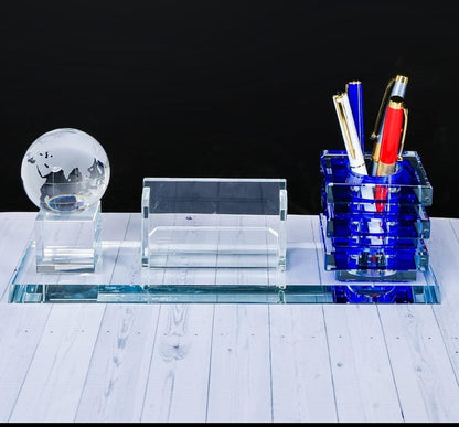 Crystal Desktop organizer with a pen slot