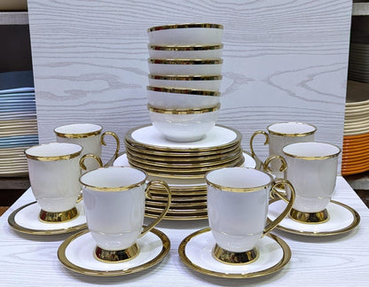 30pcs ceramic dinner set with gold rim