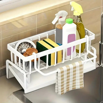 Sink Caddy with Water Draining Tray/Multifunctional Sink Sponge Detergent storage Rack