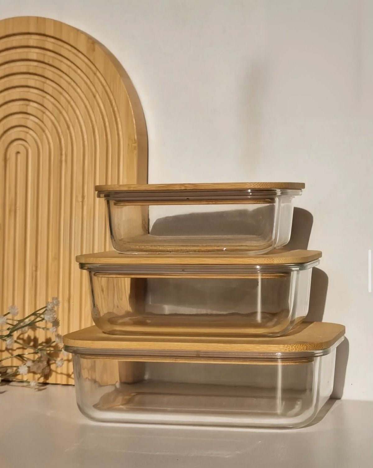 3pc Glass bowl containers