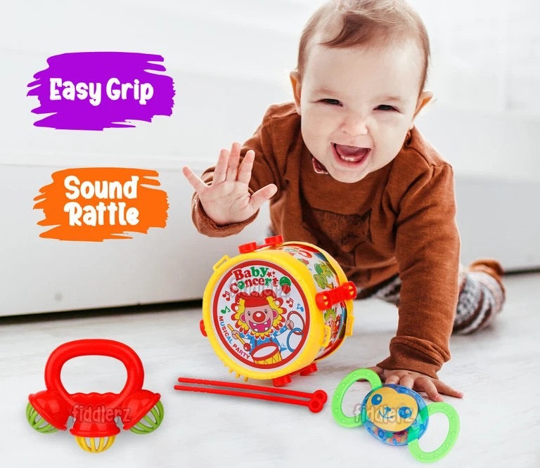 Baby Rattle & Musical Drum Toy Set