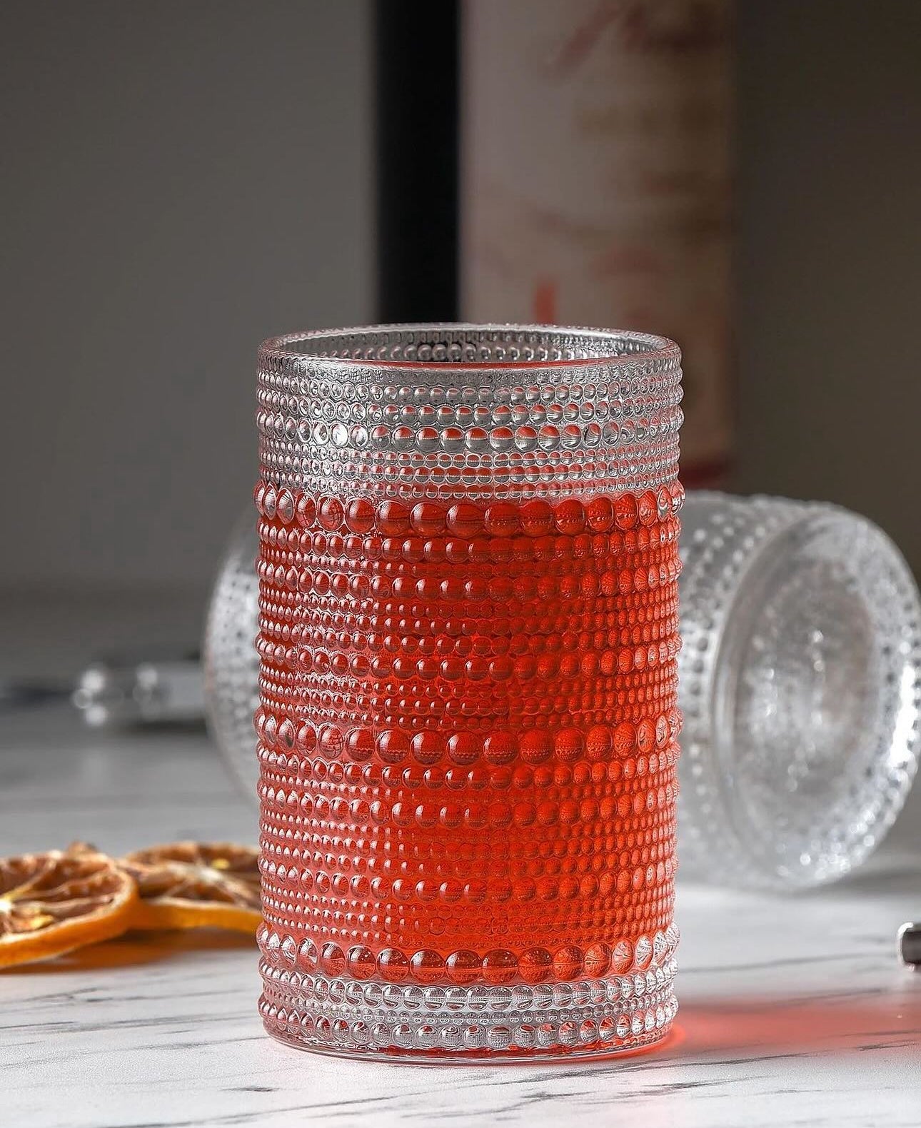 Vintage Embossed Dots pattern transparent Glass