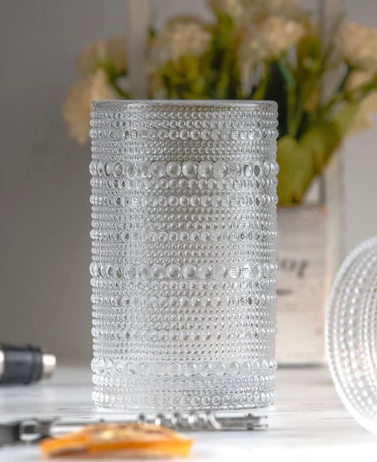 Vintage Embossed Dots pattern transparent Glass