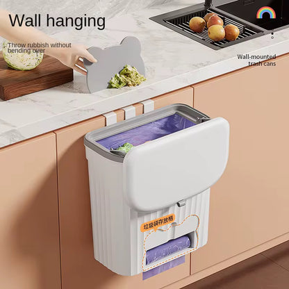 Wall-mounted trash cans with lid
