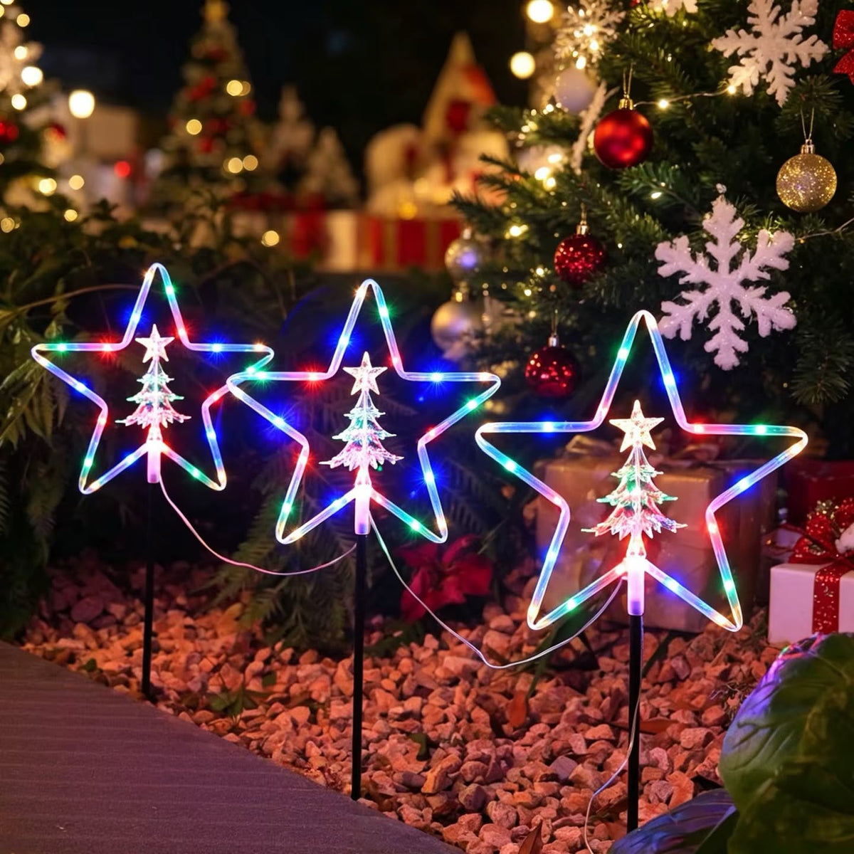 Solar Christmas Garden Pathway Lights 4pcs Set