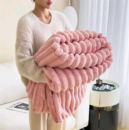 Double sided cozy throw blanket