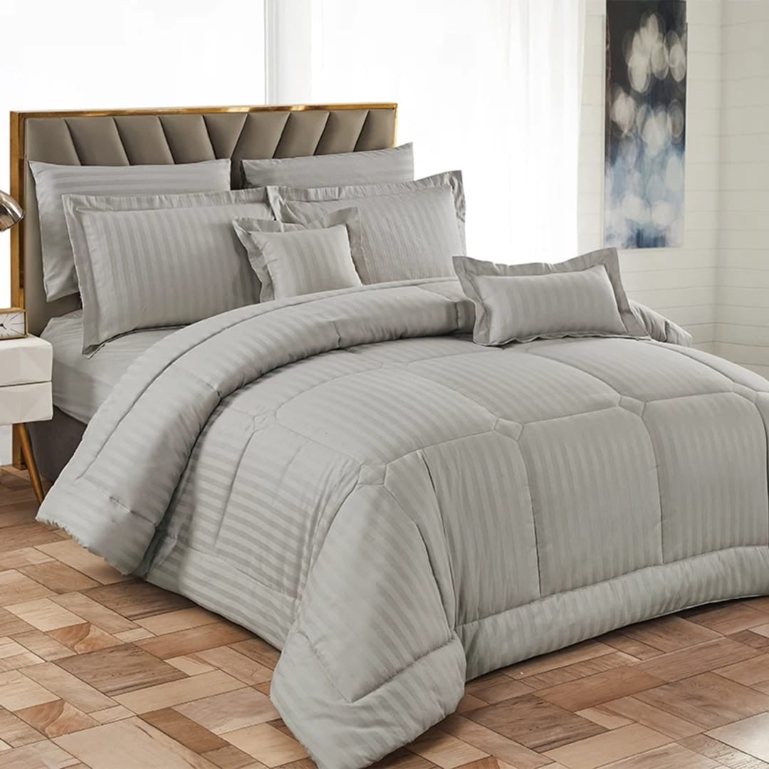 EXTRA KING STRIPED BINDED DUVET SET