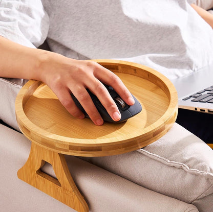 Bamboo multifunctional portable tray. Couch/sofa armrest tray