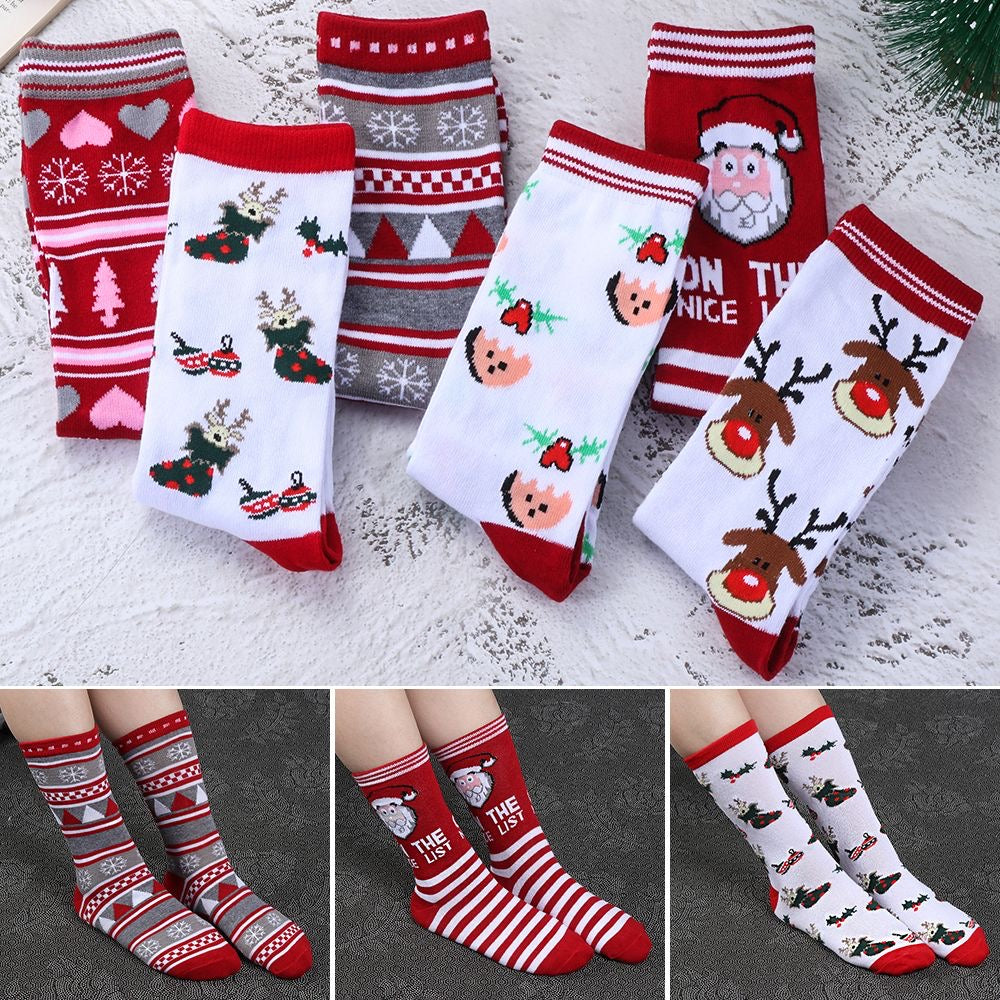 Unisex Cotton Knit Xmas  Socks Christmas Socks Man Woman Lady Santa Stockings Santa Claus