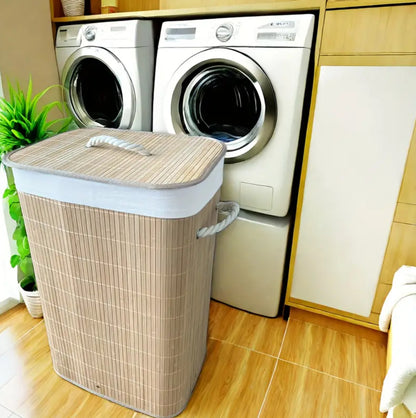 Eco-friendly bamboo laundry basket brown