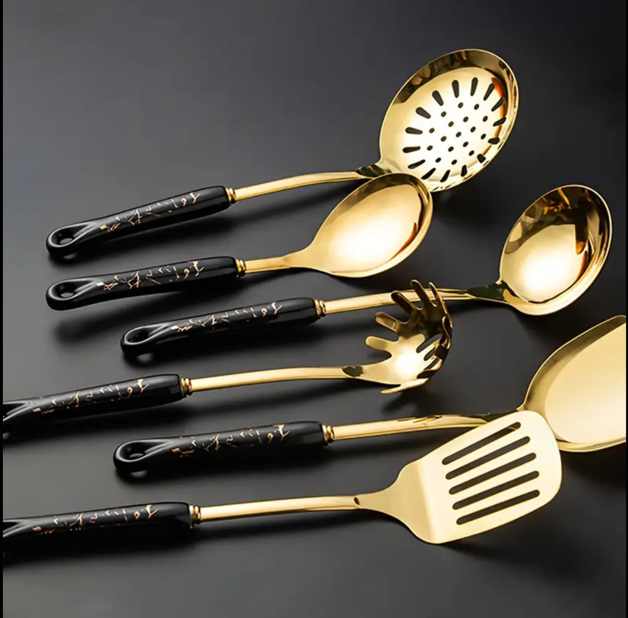 Stainless steel luxury serving spoon set