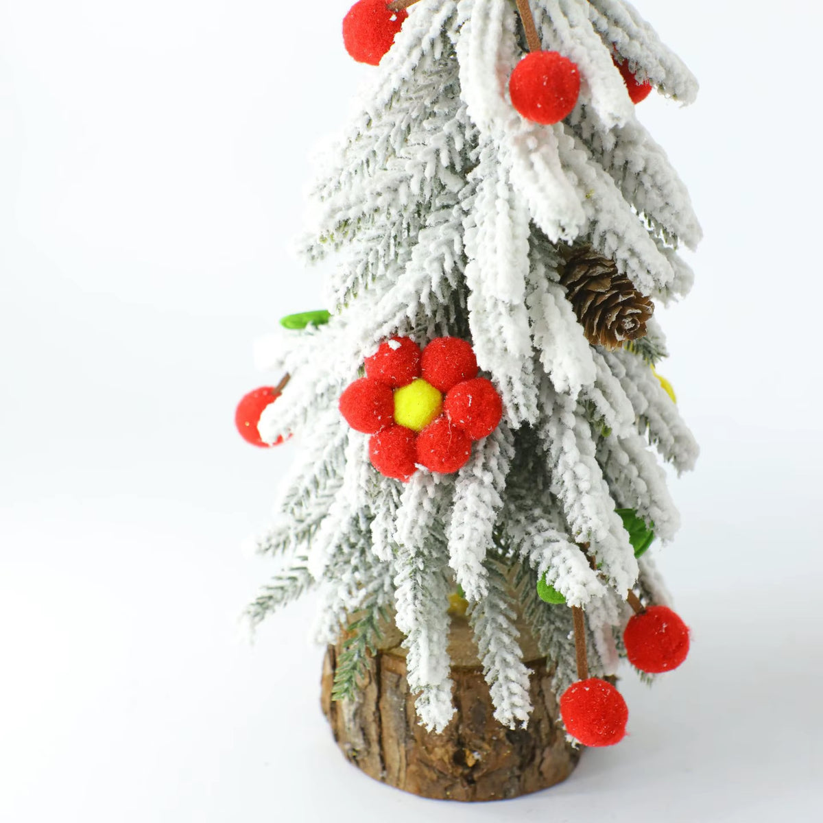 25cmSnow-Covered Christmas Tree Decoration with decor