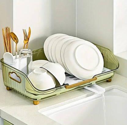 Golden handles, Strong acrylic, Self draining, Bowl rack for dishes and cutlery