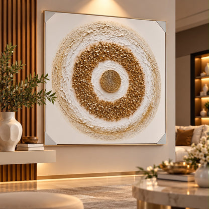 Textured Gold & White Wall Art