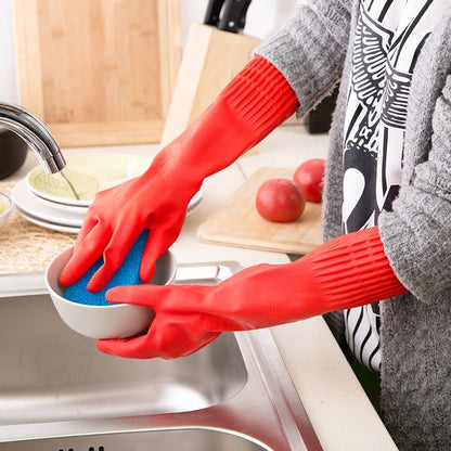 1 Pair Rubber Reusable Latex Household Hypoallergenic cleaning Gloves