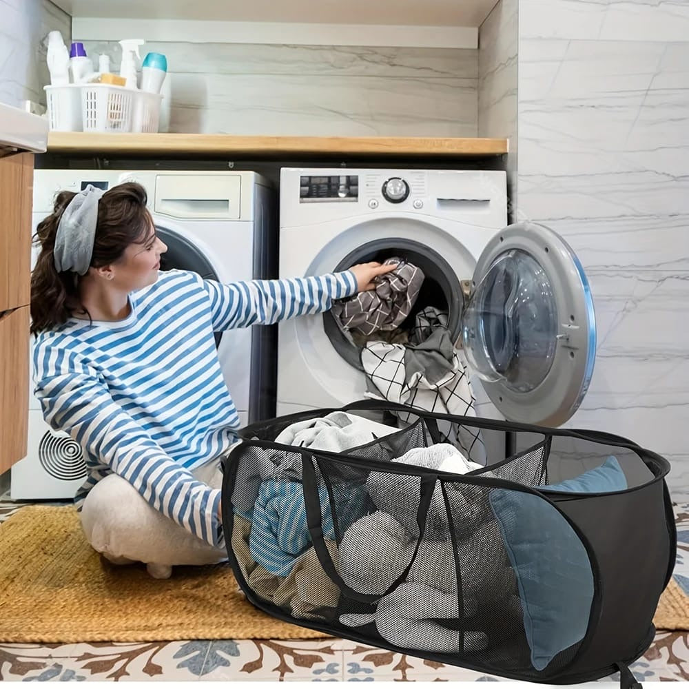 Foldable  pop up Rectangular mesh laundry basket/toy basket