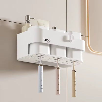 Bathroom wall mounted toothbrush holder with 3 cups.