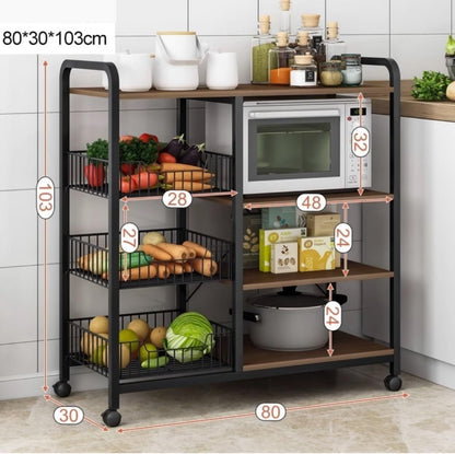 Multifunctional Strong metallic Kitchen rack with movable & lockable wheels