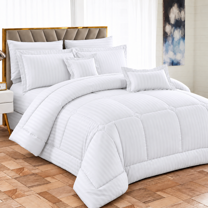 EXTRA KING STRIPED BINDED DUVET SET