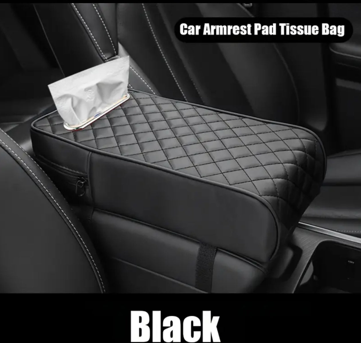 Car armrest with tissue storage