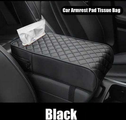 Car armrest with tissue storage