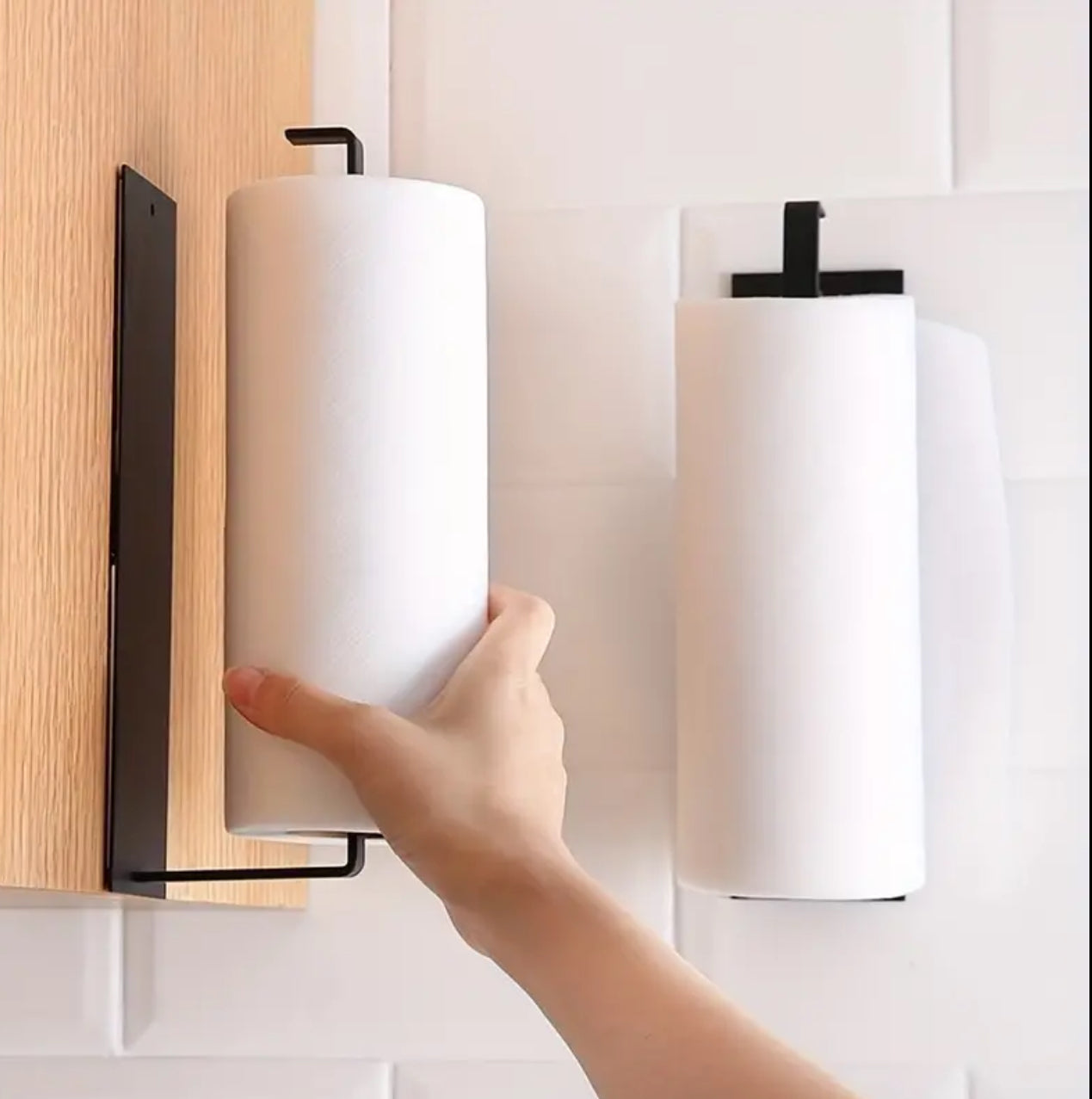 Wall mounted paper towel holder.