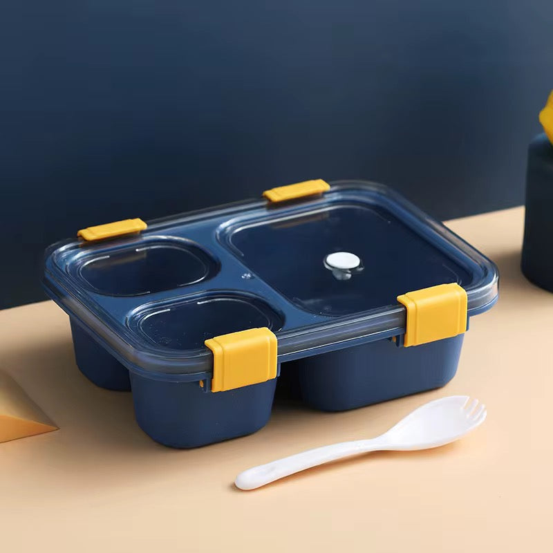 3-Compartment, 3-grid Bento Lunch Box with Spoon