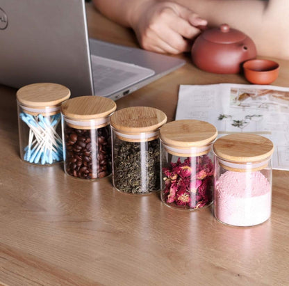 12pcs Round Glass spice jar set