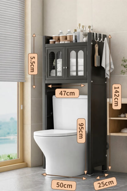 Premium Over-The-Toilet Bathroom Storage Cabinet with dust proof locker