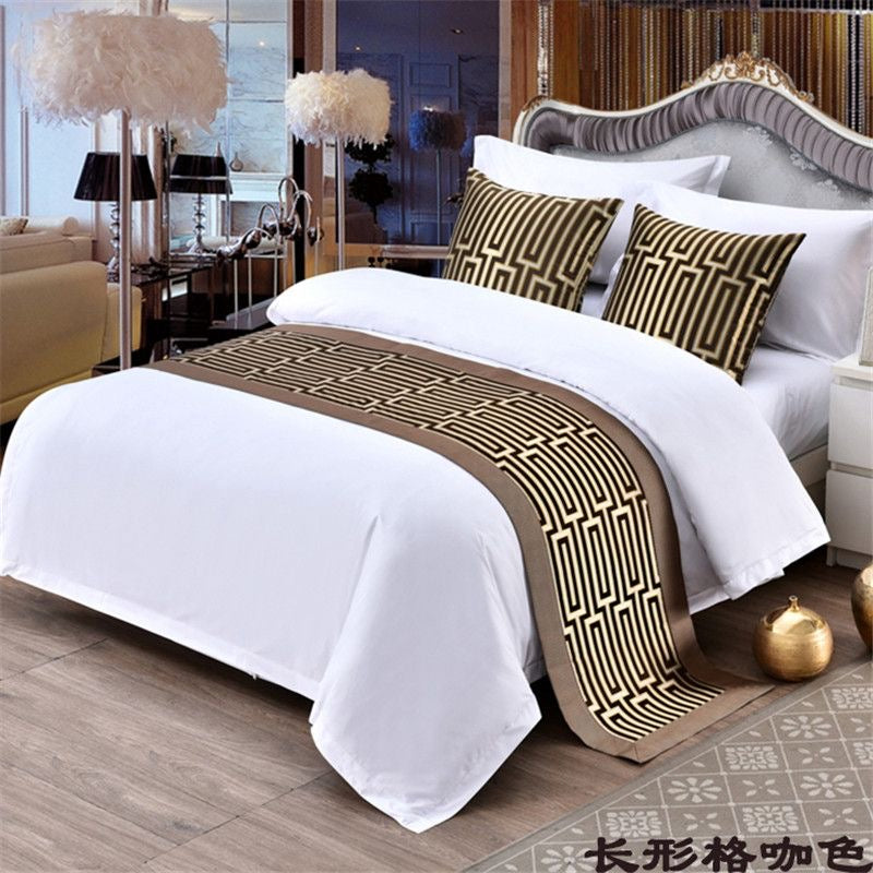 Premium High quality European Style Bed Runner Embroidered  Bedding Bed runner set