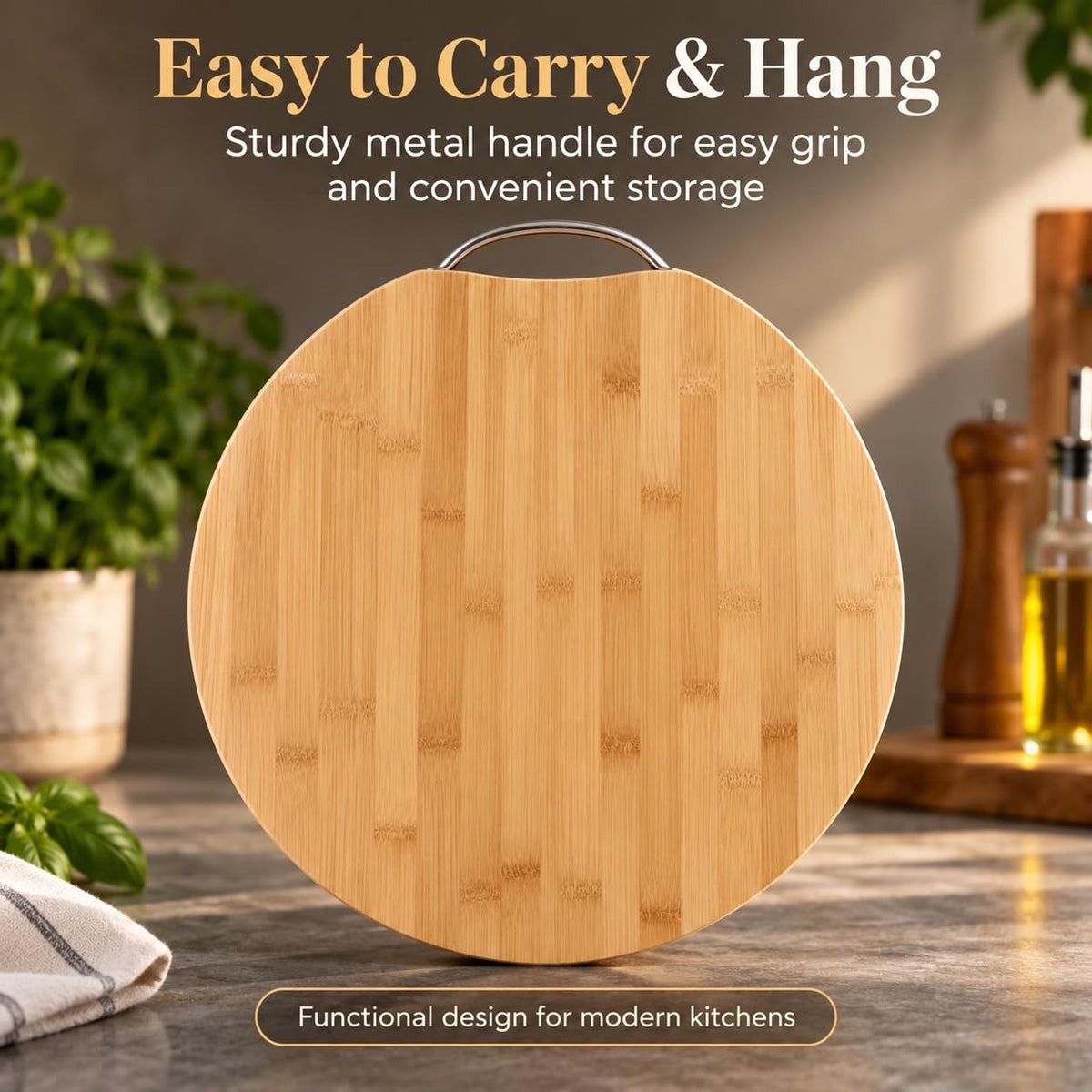 Premium Round Bamboo Cutting Board Eco-Friendly & Durable