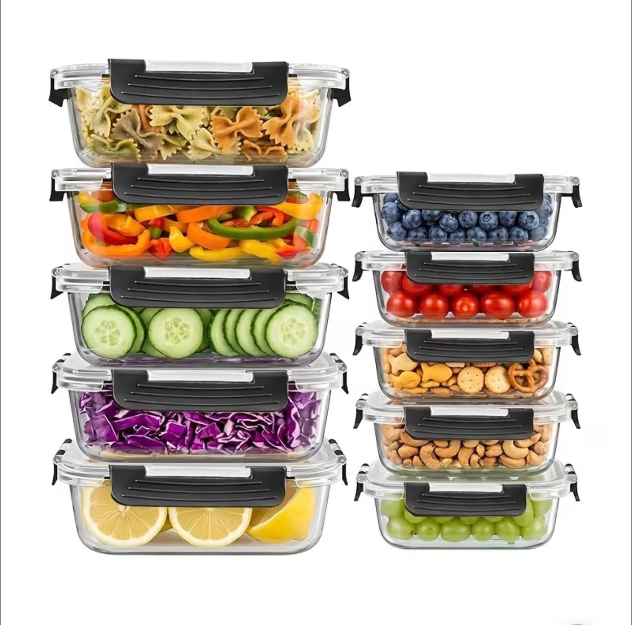 10 pcs set food grade glass storage containers
