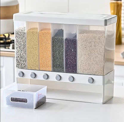 10kgs 6-Partitions Multifunctional Cereal/Rice Dispenser bucket