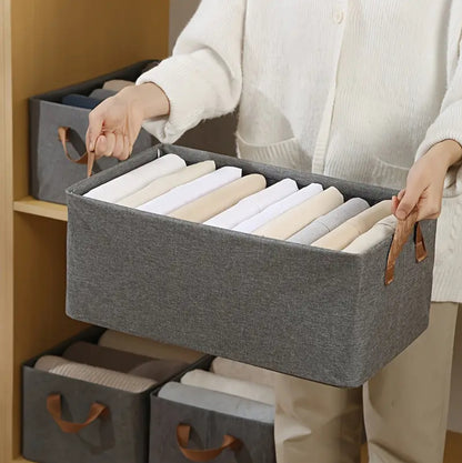 Collapsible HEAVY DUTY HARD Fabric Closet Organizer with handles and metallic support