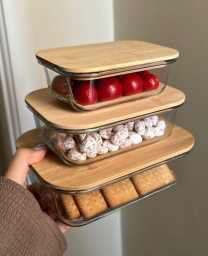 3pc Glass bowl containers