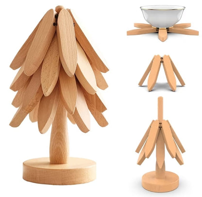 Heat resistant wooden tree shaped table/pot mat