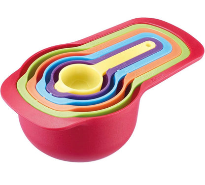 6-piece plastic measuring cup and spoon set for baking and cooking