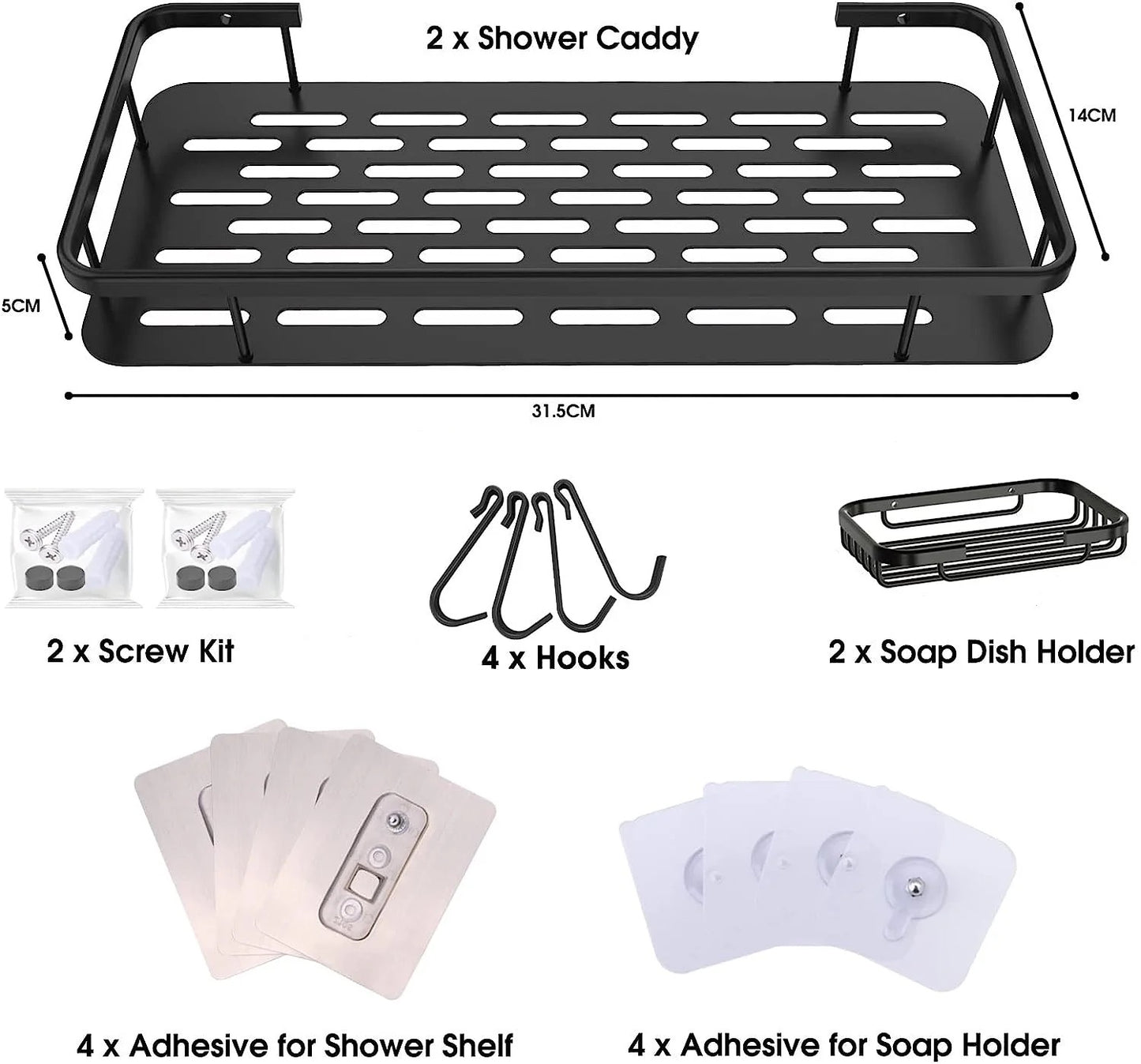 4pcs set Shower caddy shelf/Bathroom organizer