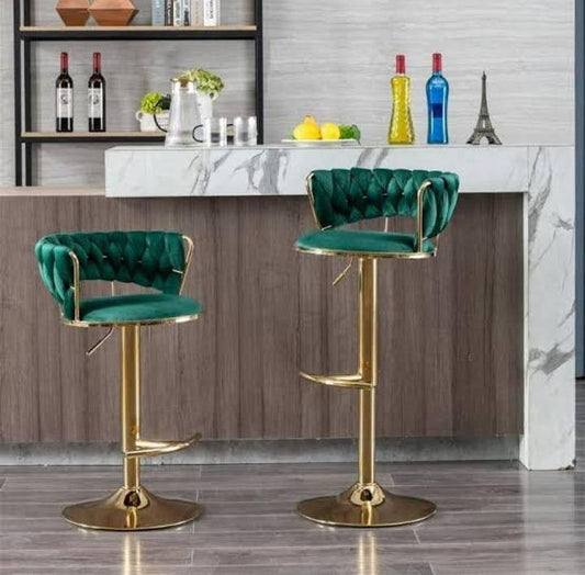 Swivel Bar Stools  for Kitchen Island, Counter Height Bar Chairs with velvet Back and Gold Metal Legs