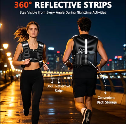6 lbs Black Weighted Vest with Reflective Stripe