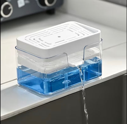 Creative kitchen sink drain soap dispenser with sponge