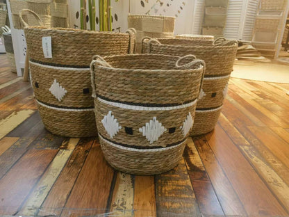 High Quality Set of 3 Stackable handmade baskets