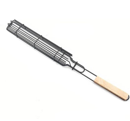 1 pc Barbecue wooden handle durable high-quality reusable strong stainless rack