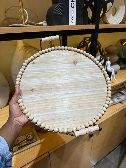 Tabletop decorative wooden bead tray