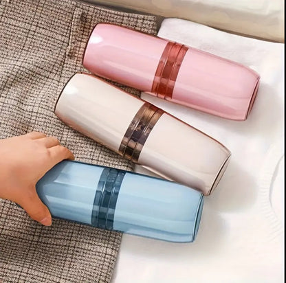 Portable transparent travel toothbrush toothpaste container