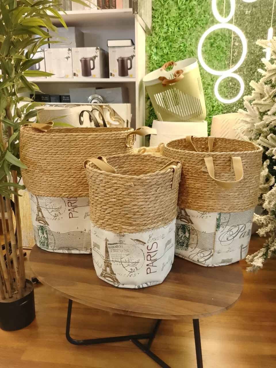 High Quality Set of 3 Stackable handmade baskets