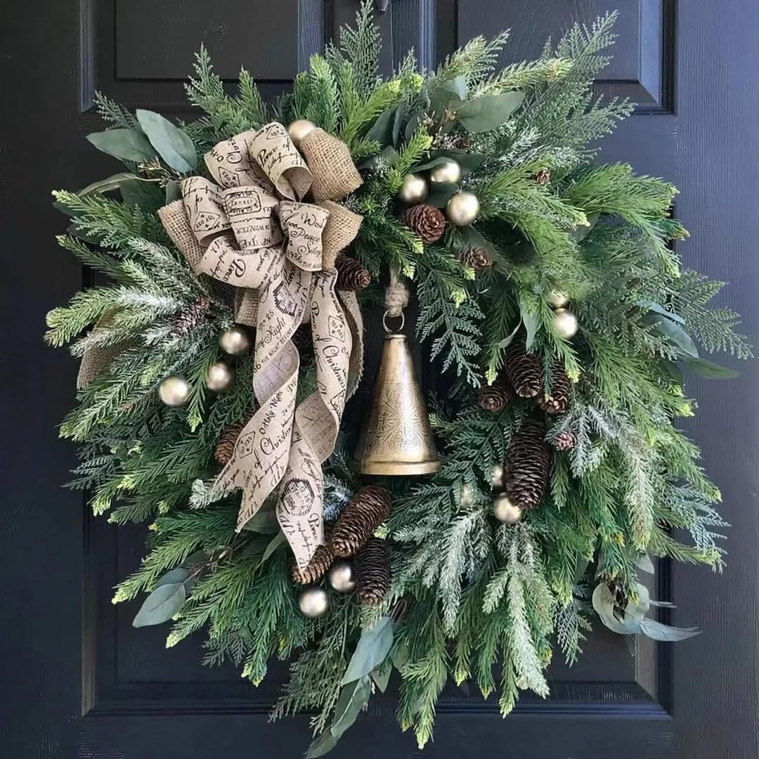 Christmas Wreath with Christmas Pine Cone Pine Needle