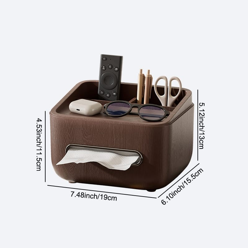 Multifunctional Wood Grain Tissue Holder Storage