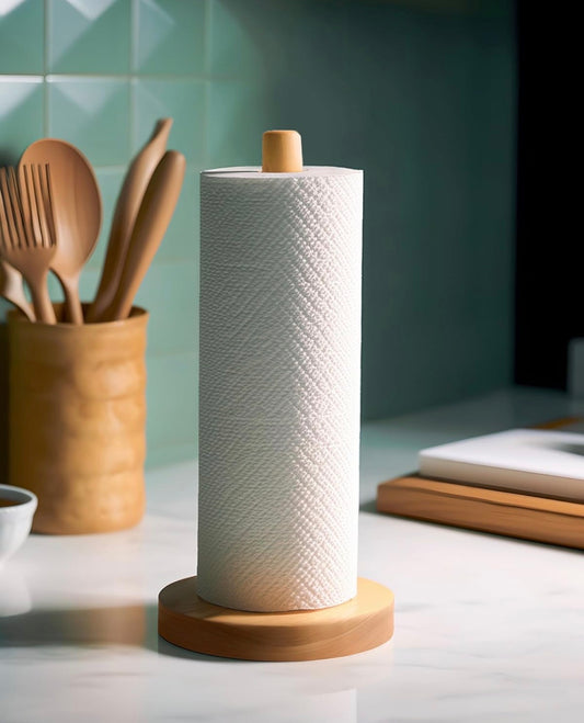 Wooden kitchen towel holder