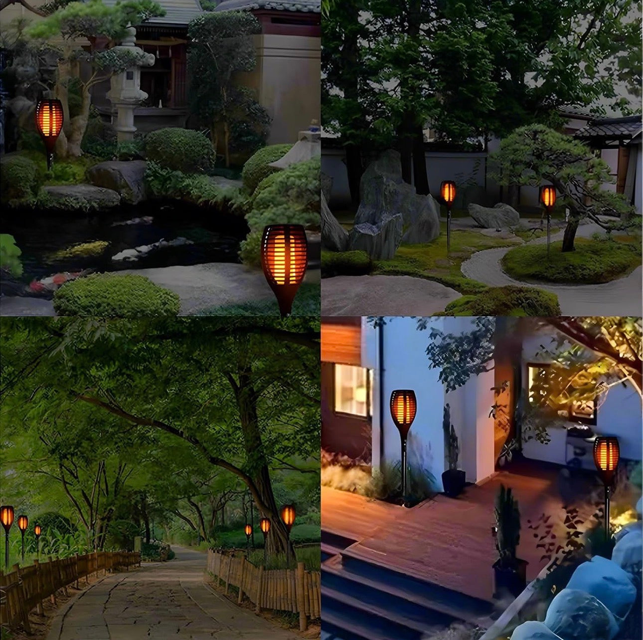 6 pieces LED solar flame lamp
